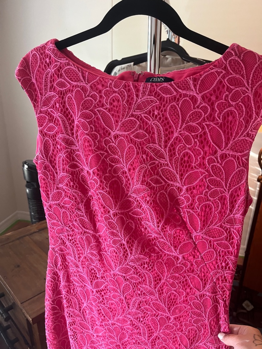 Chaps Fuchsia Lace Dress - Picture 3 of 4